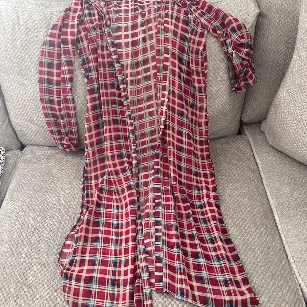 Very J Red and Cream Plaid Shirt